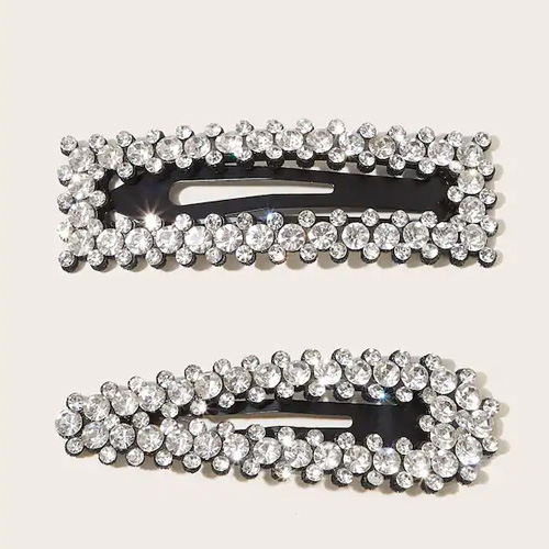 Rhinestone Engraved Hair Snap Clips